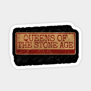 Aliska, text red gold retro Queens of the Stone Age red Magnet