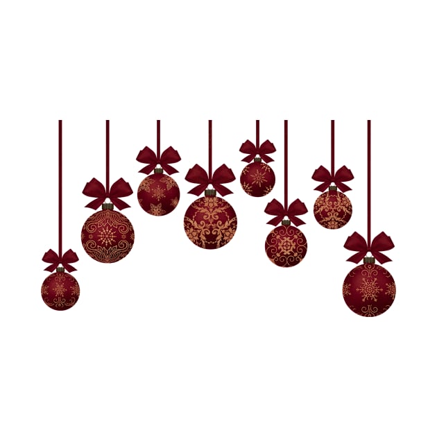 Red Christmas baubles with ornamental detail by Montanescu