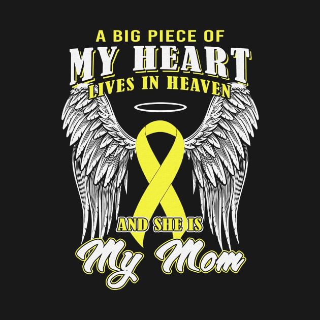 Big Piece Of My Heart Lives In Heaven My Mom Testicular Cancer Awareness Peach Ribbon Warrior by celsaclaudio506