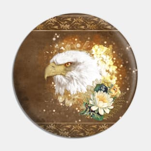 Wonderful eagle with flowers Pin