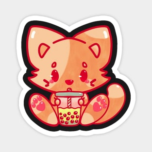 cat bubble tea kawaii cute adorable chibi hand painted Magnet