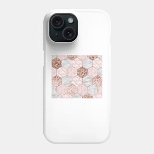 Rose gold dreaming - marble hexagons Phone Case