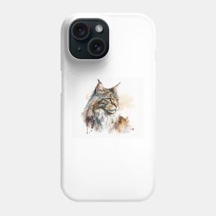 Maine Coon Cat Watercolour Painting Phone Case