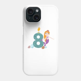 Cute little mermaid eight birthday Phone Case