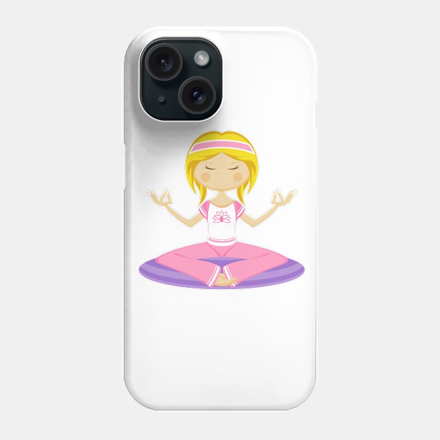 Cute Cartoon Yoga Girl Phone Case by markmurphycreative