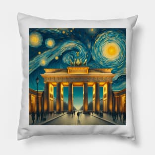 Berlin, Germany, in the style of Vincent van Gogh's Starry Night Pillow