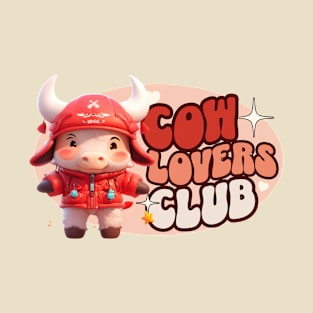 Cute Cow personified with red jacket Kids T-Shirt