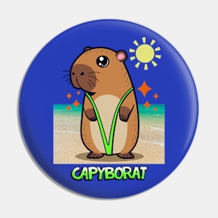 Funny Cute Summer Beach Kawaii Capybara Cartoon Pin