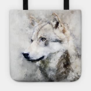 Dramabite Watercolor wolf wolves grey artsy artistic painting wildlife Tote