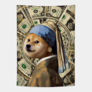 Doge with a Coin Earring Tapestry