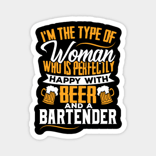 Perfectly Happy With Beer And A Bartender Magnet