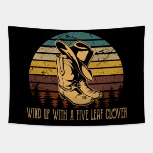 Wind Up With A Five Leaf Clover Love Music Cowboy Hat Cactus Tapestry