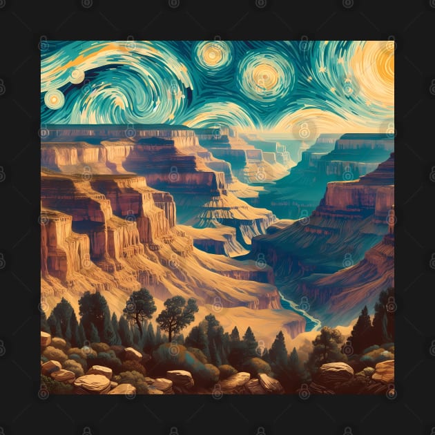 Grand Canyon National Park, USA, in the style of Vincent van Gogh's Starry Night by CreativeSparkzz