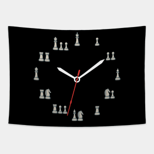 Vintage Chess Board Clock Tapestry