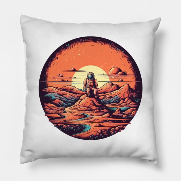 Man on Mars Pillow by Salogwyn