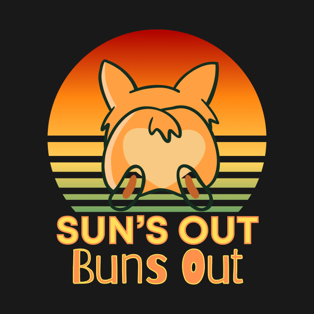 Suns out Buns Out Corgi Sunset by WearablePSA