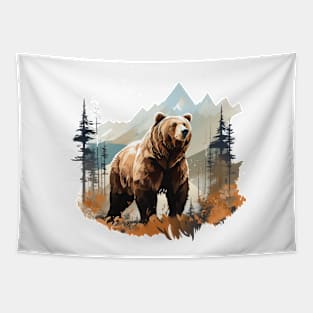 Watercolor Grizzly Bear Tapestry