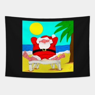 Santa On Holiday Tapestry