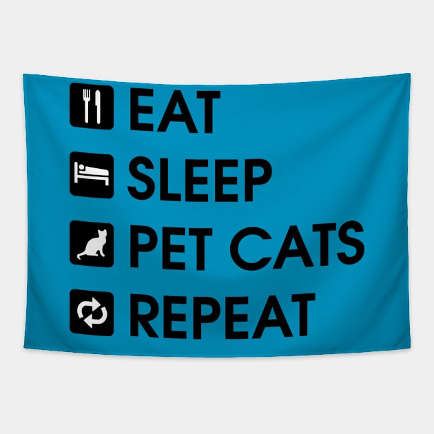 Eat Sleep Pet Cats Repeat - Cat Lover Tapestry by fromherotozero