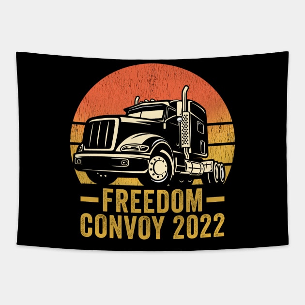 Support Freedom Convoy 2022 Canadian Truckers Tapestry by UniqueBoutiqueTheArt