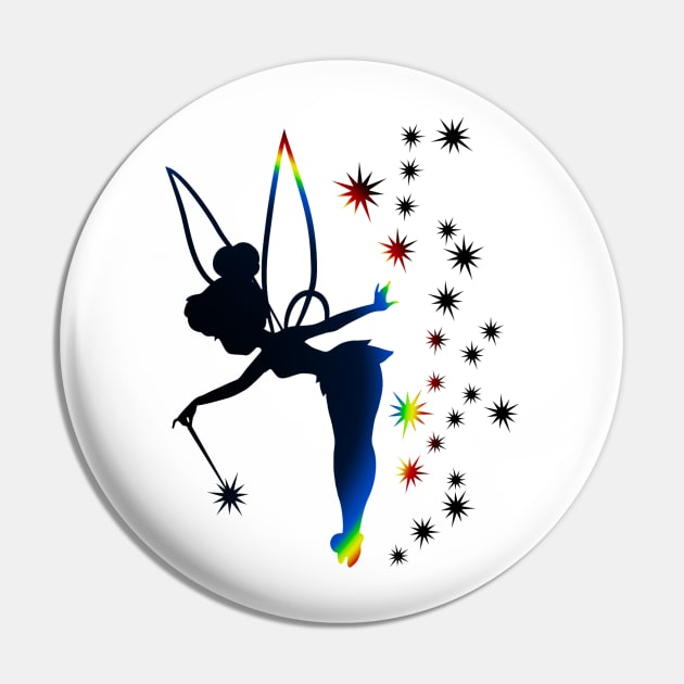 Rainbow Tinkerbell Sillhouette Pin by ijsw