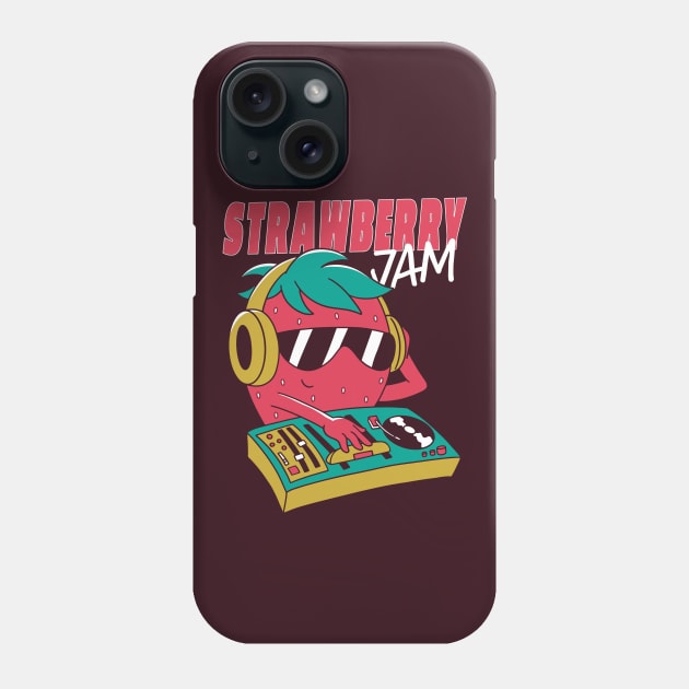 Funny Strawberry Jam DJ Turntable Cartoon Phone Case by SLAG_Creative