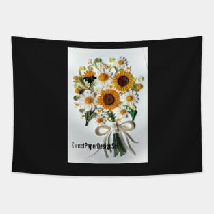 Printed Paper quilling Art. Sunflower bouquet art.handmade Tapestry