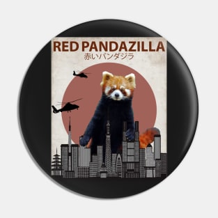 Red Pandazilla Red Panda Giant Monster Parody Pin