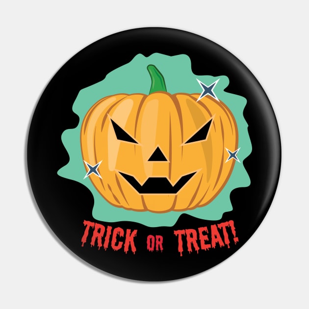 Vampire Halloween Pumpkin - Funny Pin by DesignWood Atelier