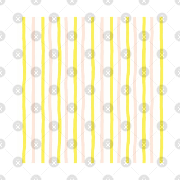 Pink Yellow Crayon Stripes by Sandra Hutter Designs