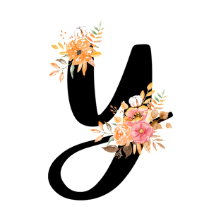 Letter Y With Watercolor Floral Wreath T-Shirt