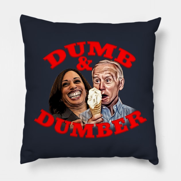 Biden & Harris DUMB AND DUMBER Cartoon Pillow by Roly Poly Roundabout