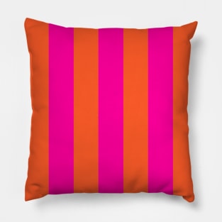 Hot Fuchsia Pink and Burnt Orange Stripes Pillow