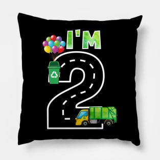 I'm Two 2 Years Old Birthday Boy Garbage Truck Toddler Pillow