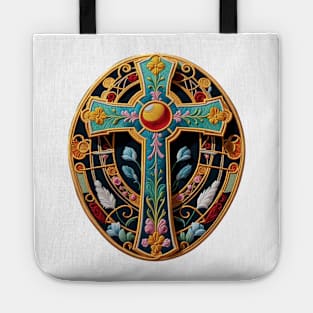 Easter Cross Embroidered Patch Tote