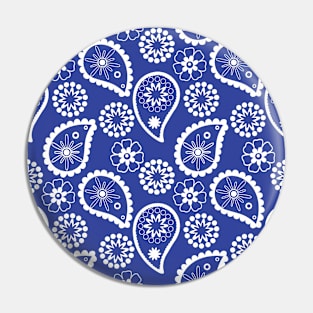 Mandala Pattern Blue and White Halloween Fall Autumn Season Pin