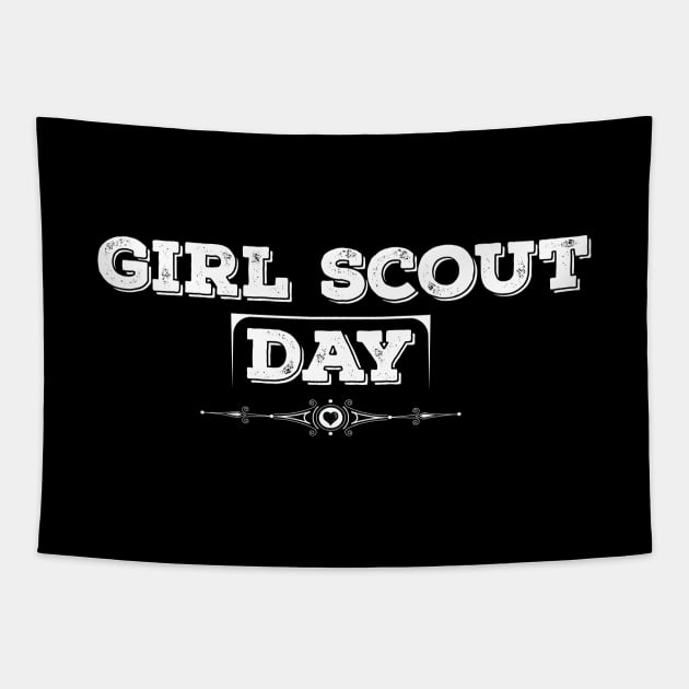 National Girl Scout Day White Tapestry by VecTikSam