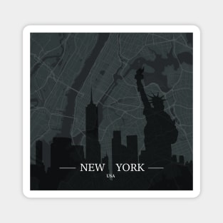 New York City map with Silhouette Magnet