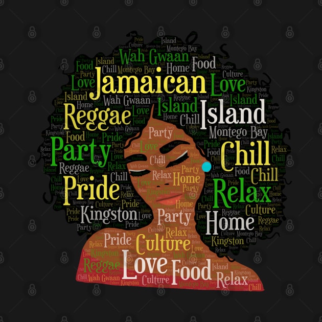 Jamaican Woman Words in Afro by blackartmattersshop