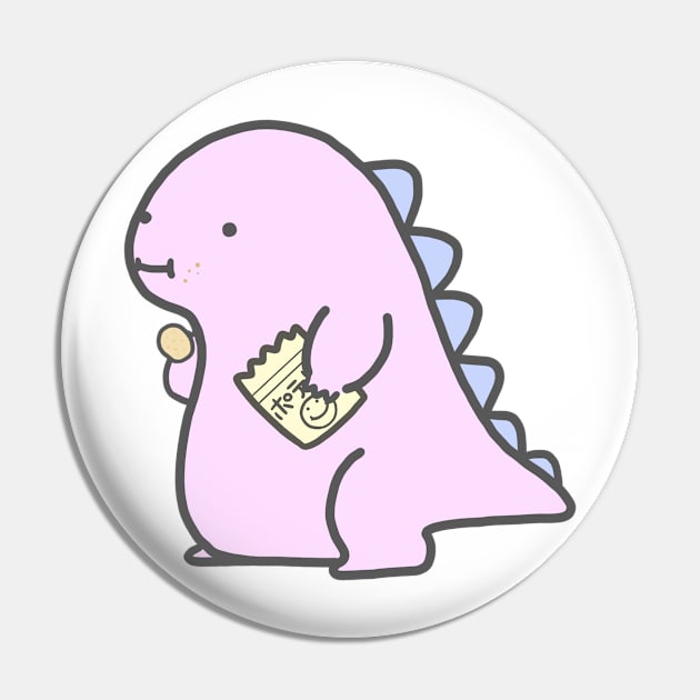 Kawaii Pink Chubby Dinosaur Pin by Marinaaa010