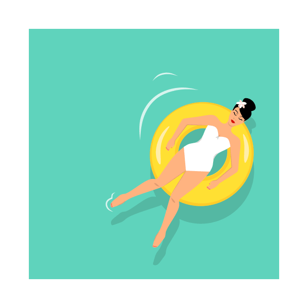 Woman sunbathing on floating rubber ring by SooperYela