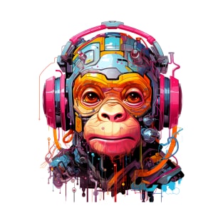 Cartoon monkey robot. T-Shirt, Sticker. T-Shirt