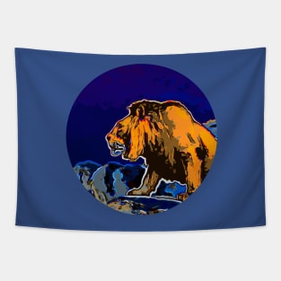 Night Lion Profile Tapestry