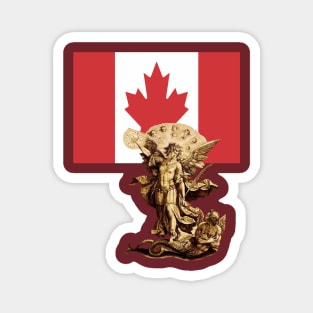 Canada Flag and St Michael the Archangel Angel Magnet