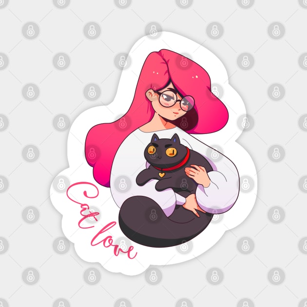 Cat Lady with Glasses Magnet by machmigo