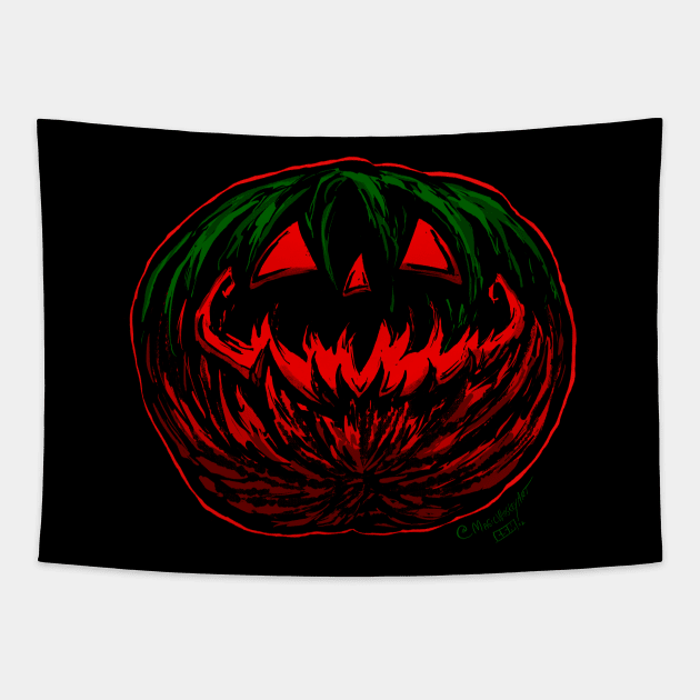 A Metal Halloween (red outline version) Tapestry by Magic Whiskey ART