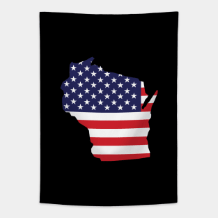 Wisconsin State Shaped Flag Background Tapestry