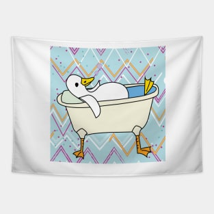 Duck Relaxing in the Tub Tapestry