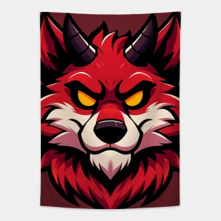 Red Demonic Furry Anthro Wolf Tapestry