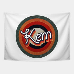Retro Color Typography Faded Style Kem Tapestry